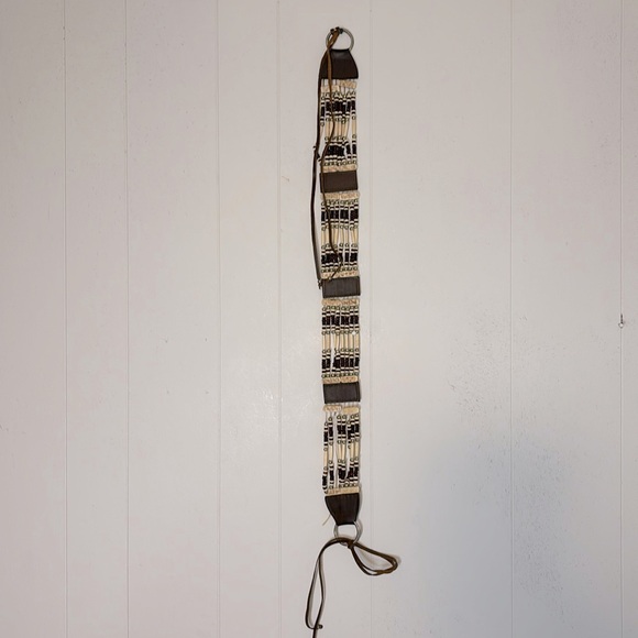 Leather Vintage Beaded Ivory Boho Belt - Picture 8 of 17